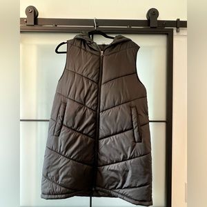 Longer Black Puffy Vest